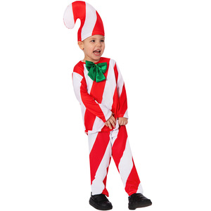 Disfraz de bastón de caramelo para niños, rayas rojas y blancas, ropa para actuaciones navideñas, talla 3T-8Y - Product Image 5