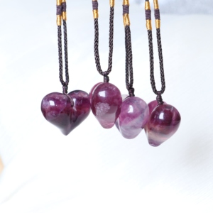 Pendentif en forme de cœur de pêche en fluorite de style bohème poli en gros, pierre de cristal de guérison naturelle pour la décoration de la maison et les cadeaux - Product Image 6