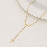 Collier Pendentif Cœur Croix Moderne en Acier Inoxydable, Chaîne de Clavicule Minimaliste et Délicate pour Femme, Bijoux Étanche, Vente en Gros