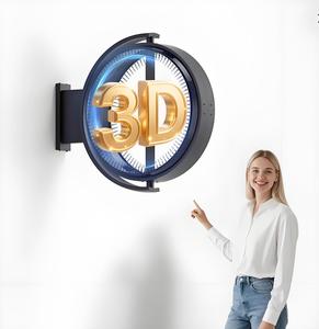 Двусторонняя светодиодная вывеска, 3D голограмма, вентилятор, световой короб для внутреннего и наружного использования, для образовательных и выставочных залов, поставка OEM