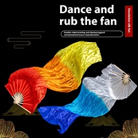 Éventail de danse en soie longue à dégradé de trois couleurs, ruban de danse Yangko pour les décorations du Nouvel An chinois et des fêtes de Noël