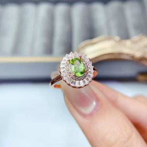 Anillo de Piedra Verde Vintage para Mujer, Anillo de Compromiso de Lujo, Anillos de Boda para Mujer, Joyería - Product Image 2