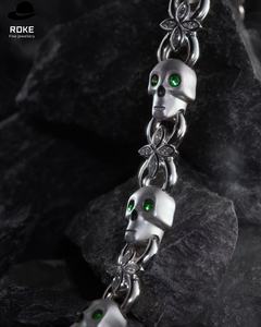 Collar Hip Hop con Calavera Gótica de Ojo Verde, Cadena Cubana, Oro/Platino de 9K-18K, Diamantes de Laboratorio 3D, Certificado IGI - Product Image 5