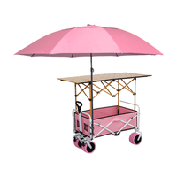 Chariot de transport pliable et réglable à 4 roues, 260L, pour le shopping, la vente ambulante, les pique-niques, les marchés nocturnes, les voyages et le camping – Vente en gros à prix réduit