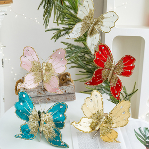 Hot-selling Christmas Decorations High-grade Fabric Real <b>Butterflies</b> European American Style China-made Floral Christmas Tree - Product Image 1