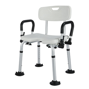 Shower Chair Aluminum Alloy Adjustable Height 42cm Width <b>Bathroom</b> <b>Stool</b> For Elderly Pregnant Toilet Seat With Non Slip Design - Product Image 2