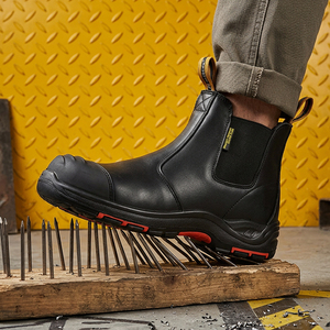DSF53 <b>Black</b> Leather Safety <b>Boots</b> Chelse Steel Toe And Slip Resistant Sole Heavy Duty <b>Work</b> Protection Normal stock no brand marks - Product Image 1