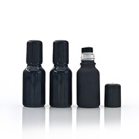 Flacon Roll-on Cylindrique en Verre Noir Brillant avec Bouchon Métallique pour Huiles Essentielles et Soins de la Peau, 5-100ml, Vide, avec Bouchons