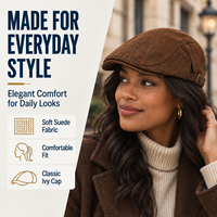 Casquette plate en faux daim marron café foncé, à effet moucheté riche, avec bord rigide court, pour hommes et femmes, style décontracté chic, vente en gros