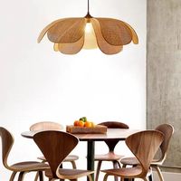 Tissé à la main en forme de fleur Designer Palmier Abat-jour Rotin Suspension Lustre Wabi Sabi Plafond Lampes Suspendues