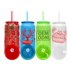 Entrepôt USA 16oz rouge vert brillant sublimation gobelets vierges tasse sous vide en acier inoxydable canette de soda avec paille pour cadeau de noël - Product Image 1
