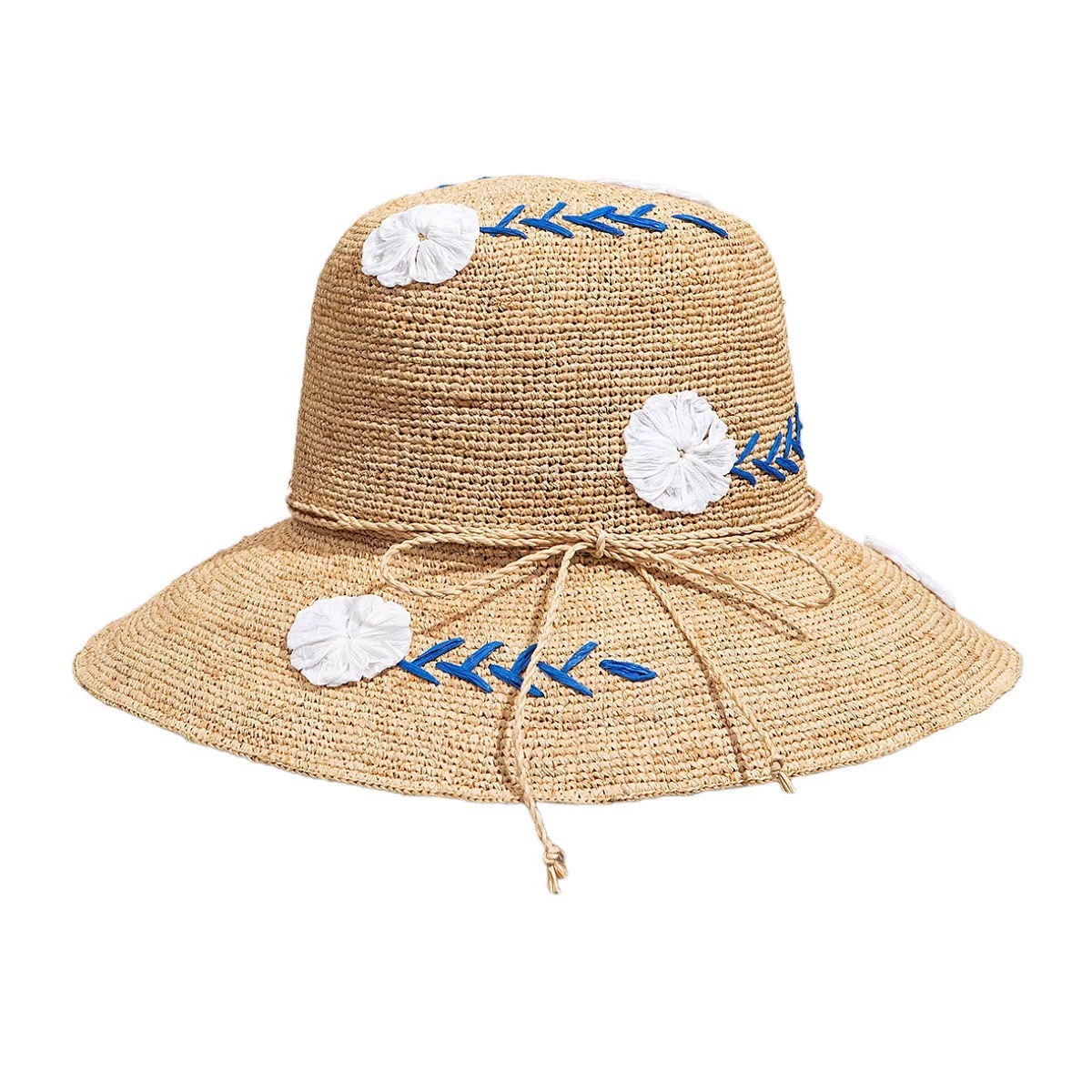 flower straw hatBlue