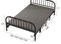 Lit simple pliable avec cadre en métal, lit double de 1,2 m pour la maison et les dortoirs, lit multifonctionnel pour la sieste