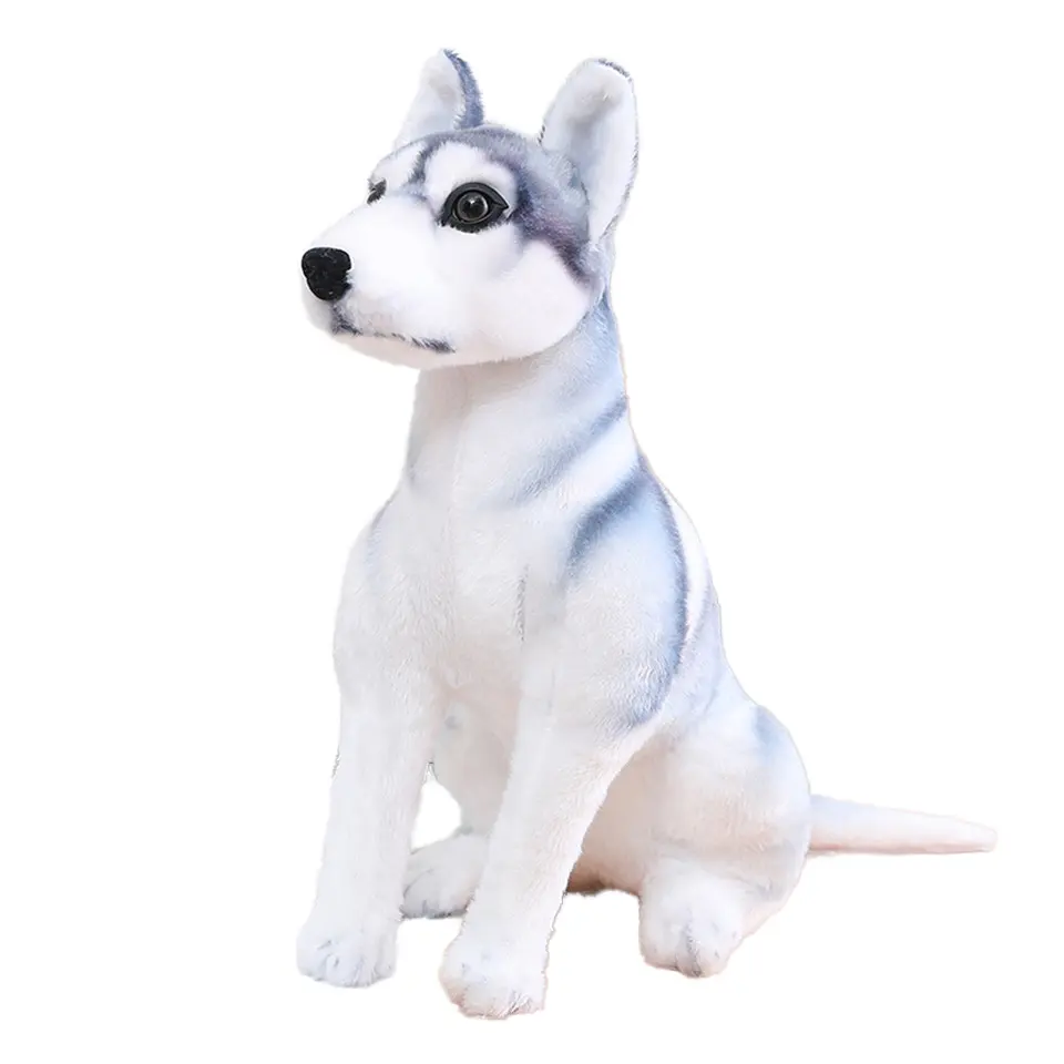 Kinqee personnalisé Super doux Kawaii dessin animé animaux en peluche Husky jouets en peluche personnalisés 50cm Simulation chien poupée