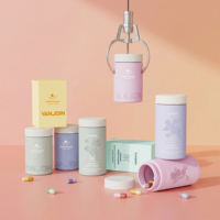 Pot de stockage en verre UV de 150 ml et 180 ml pour pilules de vitamines, design occultant pour la vie quotidienne, impression de logo disponible, bouteille en verre avec bouchon CR