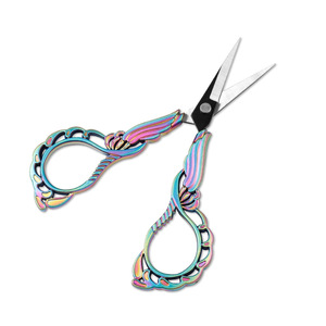 Vintage Style Pointed Scissors Colored Titanium Stainless Steel For Embroidery Cross Stitch Home Use - Product Image 2