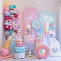 Décoration d'anniversaire pastel candy land/accessoires d'ornements de macaron à donuts pastel légers/décorations de canne à bonbons larges pour l'extérieur