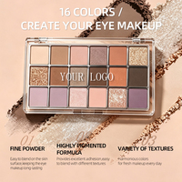 Palette de fards à paupières 16 couleurs, texture mate et nacrée, longue tenue, fard à paupières scintillant, maquillage personnalisable, logo personnalisé, cosmétiques OEM
