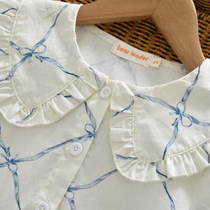 Robe douce pour filles, nouvelle collection printemps-automne, avec nœud imprimé, col Peter Pan, chemise pour enfants, <span class=keywords><strong>jupe</strong></span> à manches longues, modèle export - Product Image 2