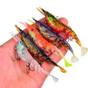 Appât souple multi-articulé en forme de <span class=keywords><strong>crevette</strong></span> avec hameçon triple renforcé, 103 mm, 11,2 g, 10 couleurs, avec paillettes, pour la pêche en eau salée - Prix abordable - Product Image 1