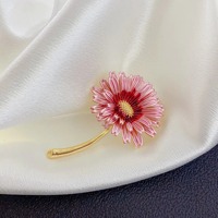 Bros Pin Zirkon Bunga Daisy Merah Tunggal Custom Micro Insert untuk Wanita, Unisex, Anak-anak, Perhiasan Alloy Lucu untuk Pernikahan dan Pertunangan
