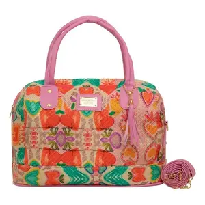 Bolso Tote de Yute para Mujer Fana Dariana, Tamaño Mediano, Cierre de Cremallera, Bolso de Compras para Uso Diario, Asas Rosadas Veganas - Product Image 1