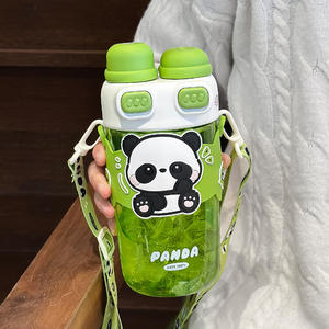 ขวดน้ำซัวมู่แพนด้า 600 มล. ปราศจากสาร BPA แก้วน้ำพกพาสำหรับเด็กนักเรียนของขวัญกลับไปโรงเรียน - Product Image 2