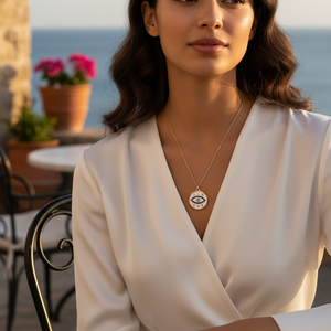 Saphir Pierre Émail Blanc Oeil Conception Charme Pendentif En Gros 925 Bijoux En Argent Sterling - Product Image 3
