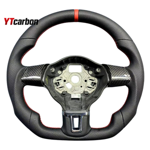 YTcarbon pour <span class=keywords><strong>Caddy</strong></span> Box <span class=keywords><strong>Van</strong></span> pièces automobiles accessoires intérieurs de voiture volant à fond plat en cuir personnalisé - Product Image 6