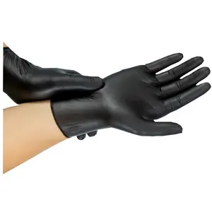 Gants jetables en nitrile noir 6 mil. Gants texturés, résistants aux produits chimiques, sans latex et sans poudre