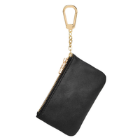 Porte-monnaie et porte-cartes en cuir personnalisé coloré, pochette à fermeture éclair avec monogramme pour cadeaux et voyages