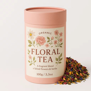 Scatola Rotonda di Lusso Personalizzata di Alta Qualità, Stampa CMYK, Tubo in Carta Bianca Monocolore per Tè - Product Image 2