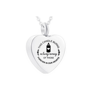 Herz Kerze Muster Feuer bestattung Schmuck Memorial Urne Halskette Edelstahl Asche Halter Anhänger Andenken Charms für Asche - Product Image 2