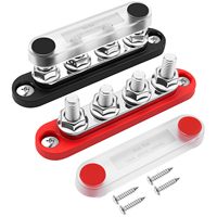 Barre omnibus 150A 12V marine avec goujons de 5/16 po et couvercle, bloc de distribution d'alimentation pour batterie 12V, idéal pour le câblage de bateaux, automobile et solaire