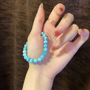 Pulsera de Larimar Natural Dominicano de Alta Calidad, con Textura Marina, Azul, con Cuentas de Larimar, Cristal Curativo, Joyería Feng Shui - Product Image 4