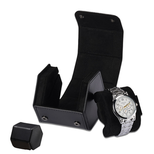 Étui de voyage en <span class=keywords><strong>cuir</strong></span> pour montres, étui en <span class=keywords><strong>cuir</strong></span> pour 1 montre et bracelets précieux (noir) - Product Image 1