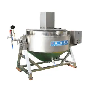 Tilting cooking pot natural gas chili paste jacketed kettle sugar double layer cheese jacket kettle with scraper