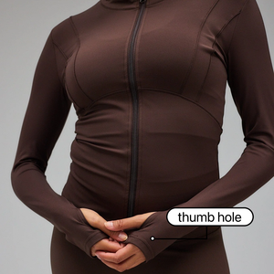 Slim Fit <b>Workout</b> <b>Jacket</b> Women's Full Zip Fitness Yoga <b>Jacket</b> With Thumb Hole - Product Image 3