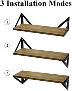 Vuông bằng gỗ Kệ trang trí tường kệ gắn mộc mạc gỗ Set <span class=keywords><strong>3</strong></span> cho phòng khách - Product Image 4