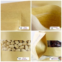 Pochette debout en papier kraft brun personnalisé avec fenêtre à fermeture éclair et impression par gravure Sacs d'emballage alimentaire de qualité supérieure