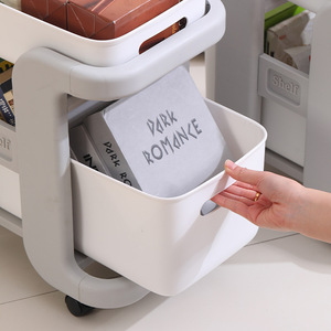 Storage Cart Multi Tier Movable Rack Grey Cream 20-35L For Kitchen Bathroom Living Room Snack Storage - Product Image 4
