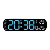 Horloge murale numérique LED multifonctionnelle moderne pour la décoration de la maison, avec luminosité réglable, minuterie DST, en plastique