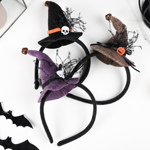 Decorazioni di Halloween - Decorazione Cappello da Strega a Forma di Zucca - Classico Accessorio per Capelli a Forma di Cappello da Strega con Teschio di Zucca - Product Image 2