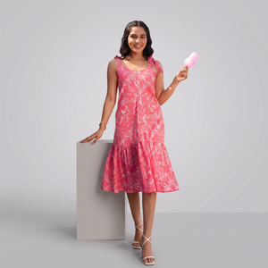 Robe midi florale moderne pour femme, élégante, décontractée, à manches courtes, pour les vacances, les fêtes, style tendance - Product Image 1