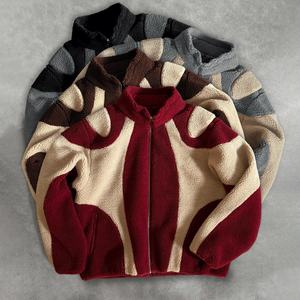 Jaket Polar Fleece Pria <span class=keywords><strong>Logo</strong></span> Kustom Bebas Pajak AS, Tebal Lembut Hangat Musim Dingin, Berkerah Sherpa dengan Ritsleting Bordir Pola Kartun - Product Image 2