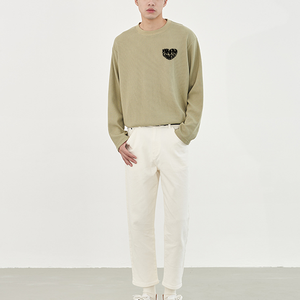 T-shirt <span class=keywords><strong>termica</strong></span> da uomo a manica lunga in <span class=keywords><strong>maglia</strong></span> Waffle personalizzata in cotone misto morbido in bianco solido da uomo con vestibilità regolare - Product Image 4