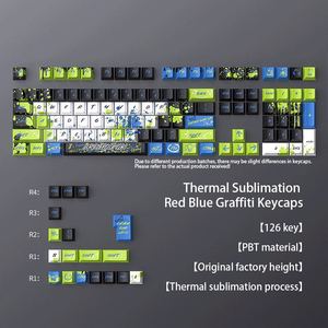 Teclas de Teclado Mecánico PBT Originales con Sublimación de Calor Estilo <span class=keywords><strong>Manga</strong></span> Graffiti, 126 Teclas, Compatibles con Distribuciones 68/84/87/<span class=keywords><strong>98</strong></span> - Product Image 1