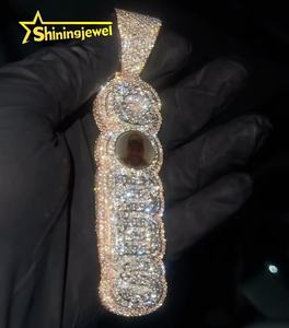Colgante de diamante personalizable S925 plata letra nombre Iced Out <span class=keywords><strong>Moissanite</strong></span> 18K chapado en oro para rapero Hip Hop dijes colgante - Product Image 1