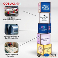 Totem numérique rotatif empilable COSUN à 3 faces avec rotation automatique à 360° pour la publicité au sol dans les centres commerciaux