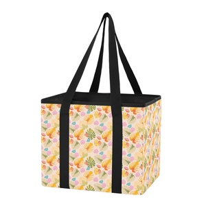 Custom Anthurium Flower Suitable Print on Demand Convenient Large Capacity Kitchen Reusable Grocery <b>Bags</b> <b>Foldable</b> Shopping Box - Product Image 1